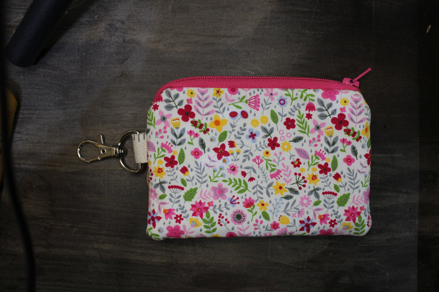 Small Pink & Yellow Floral Coin Purse