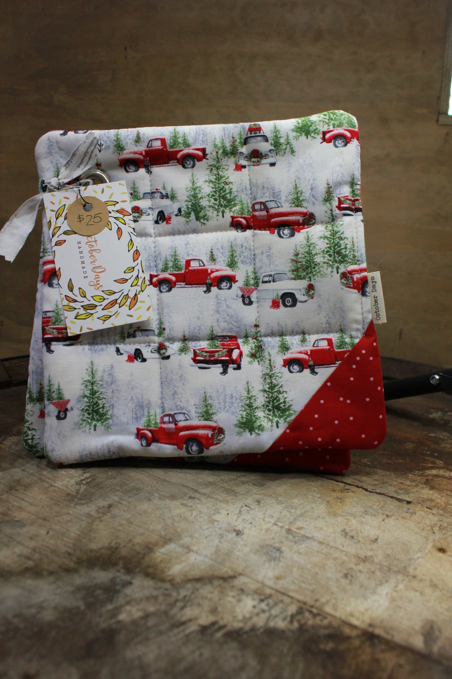 Winter Red Truck Potholders