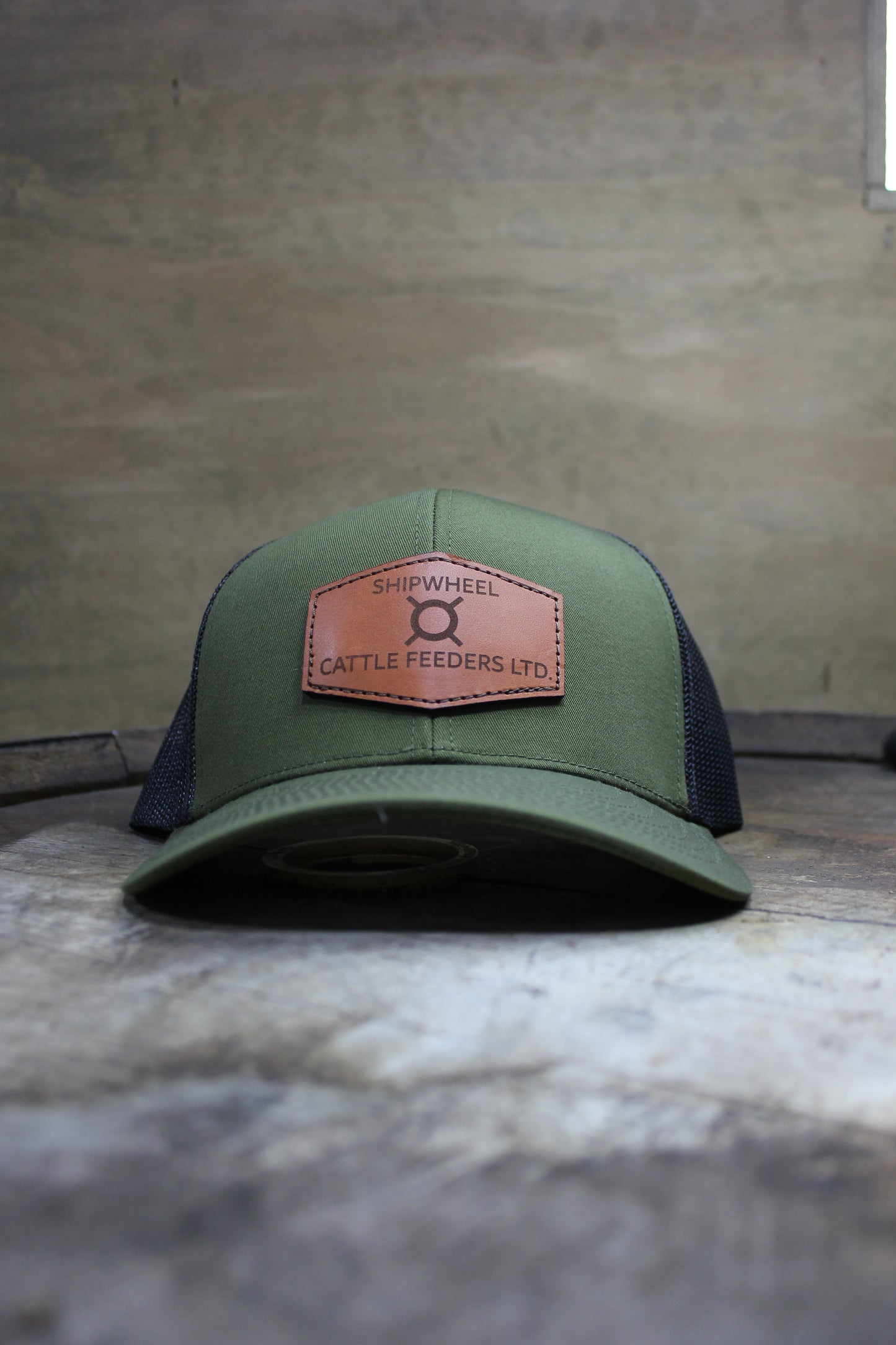 Green with Leather Patch Shipwheel Hat