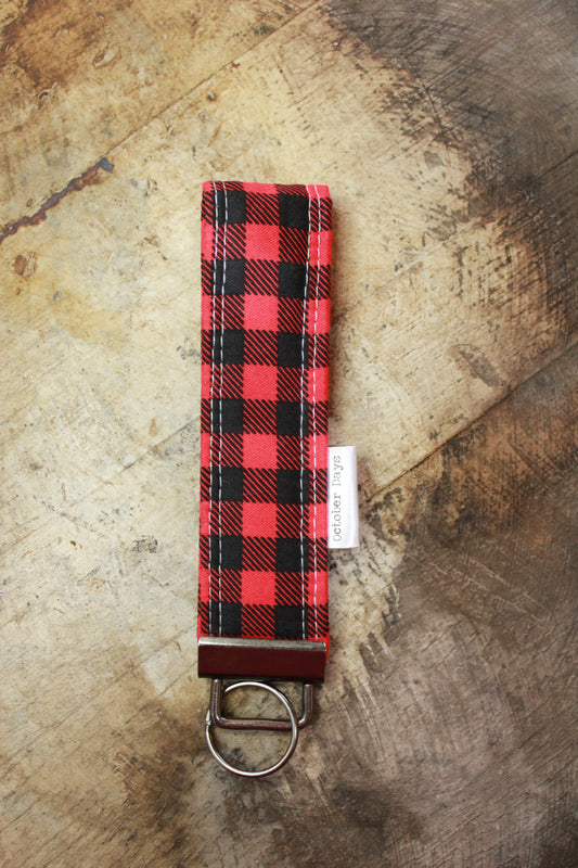 Red Plaid Wristlet Keychain
