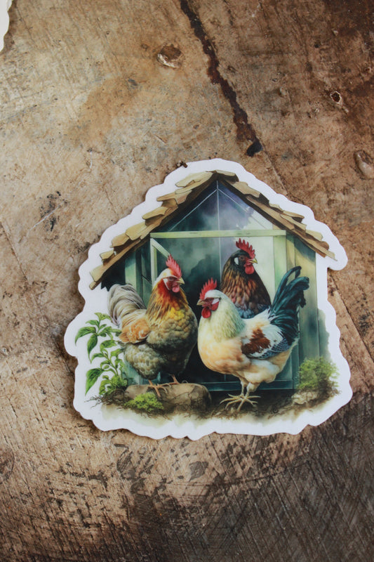 Chickens with Barn Waterproof Stickers