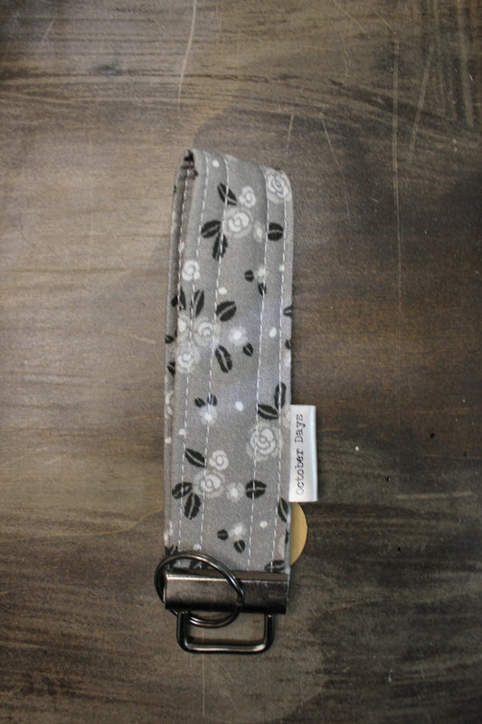 Grey Floral Wristlet Keychain