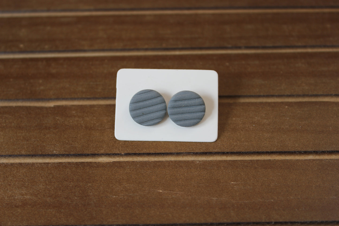 Grey Pillowtop Clay Stud Earrings
