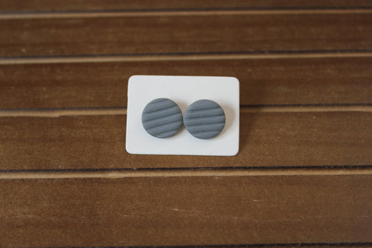 Grey Pillowtop Clay Stud Earrings