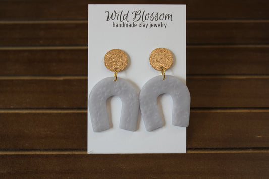 Pale Blue Daisy Horseshoe Earring