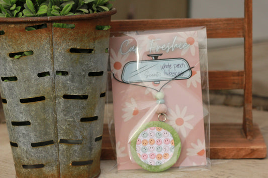 Car Freshie - Happy Face -  White Peach Hibiscus