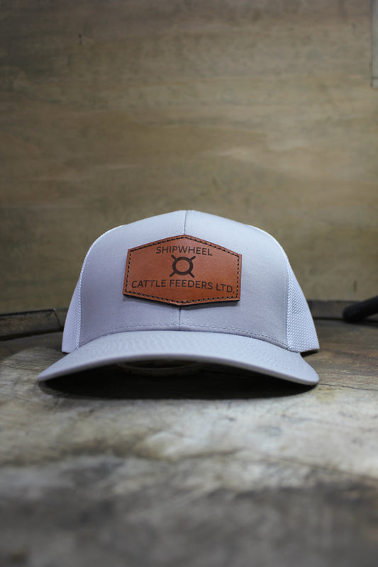 White with Leather Patch Shipwheel Hat