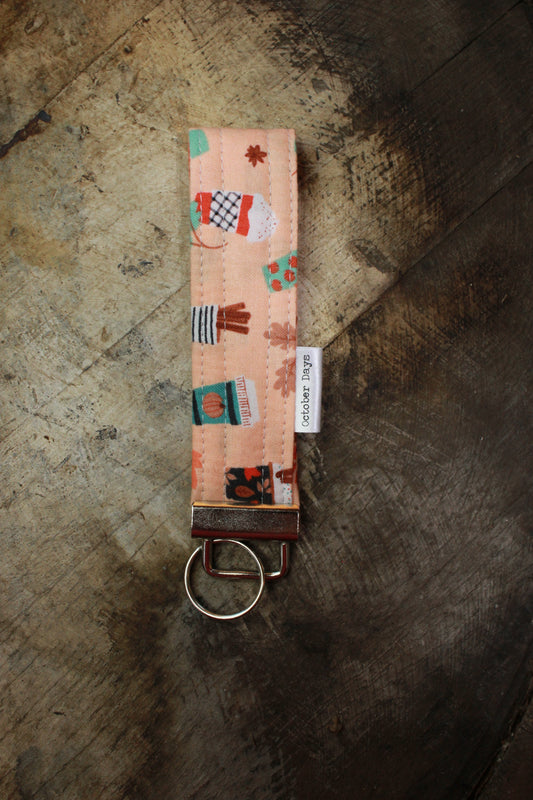 Fall Coffee Wristlet Keychain