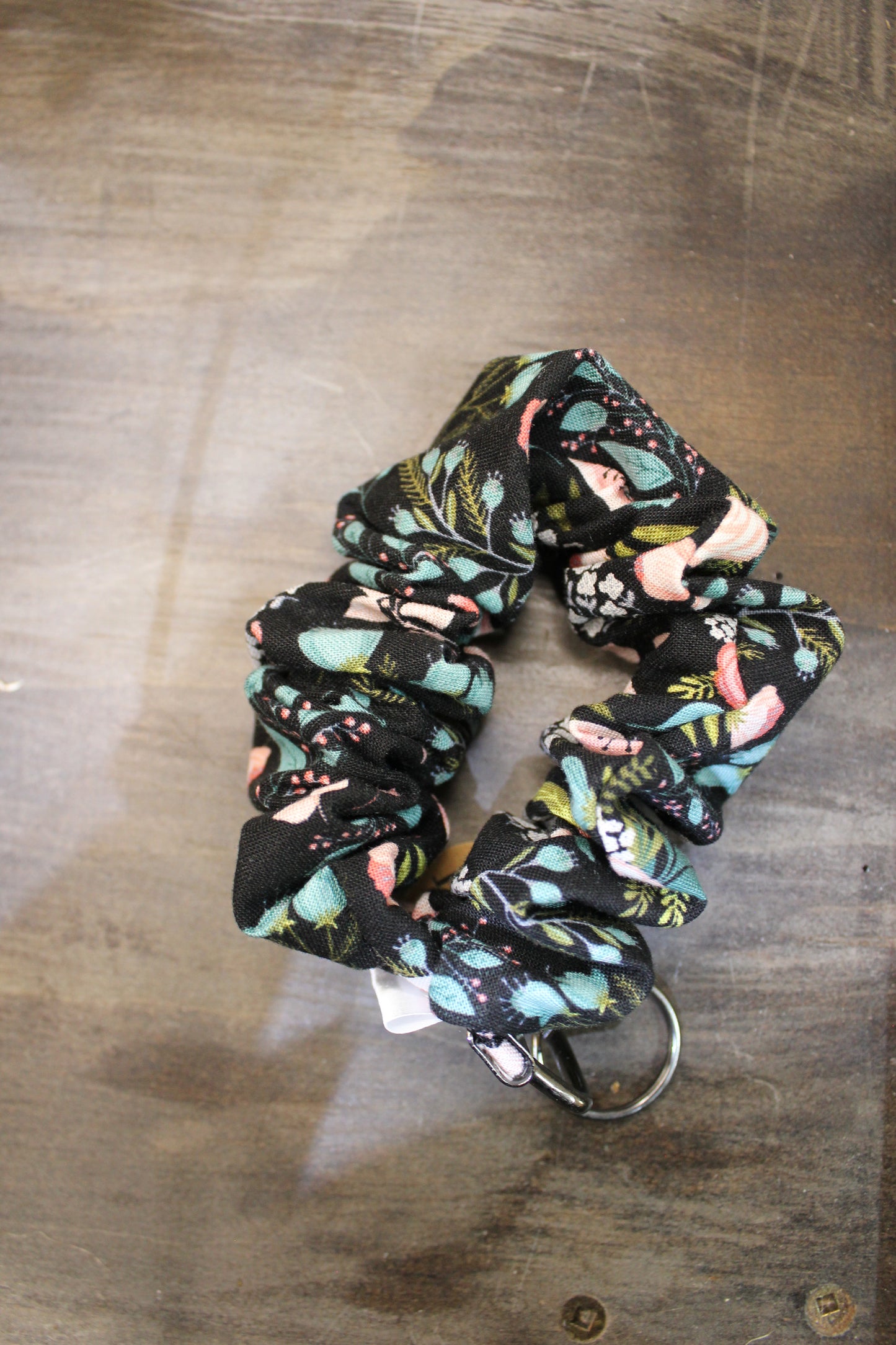 Black Floral Scrunchie Keychain