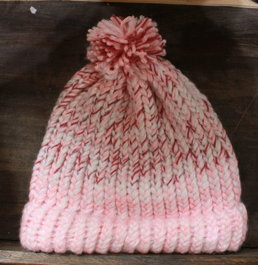 Pink with Pom Pom Adult Toque