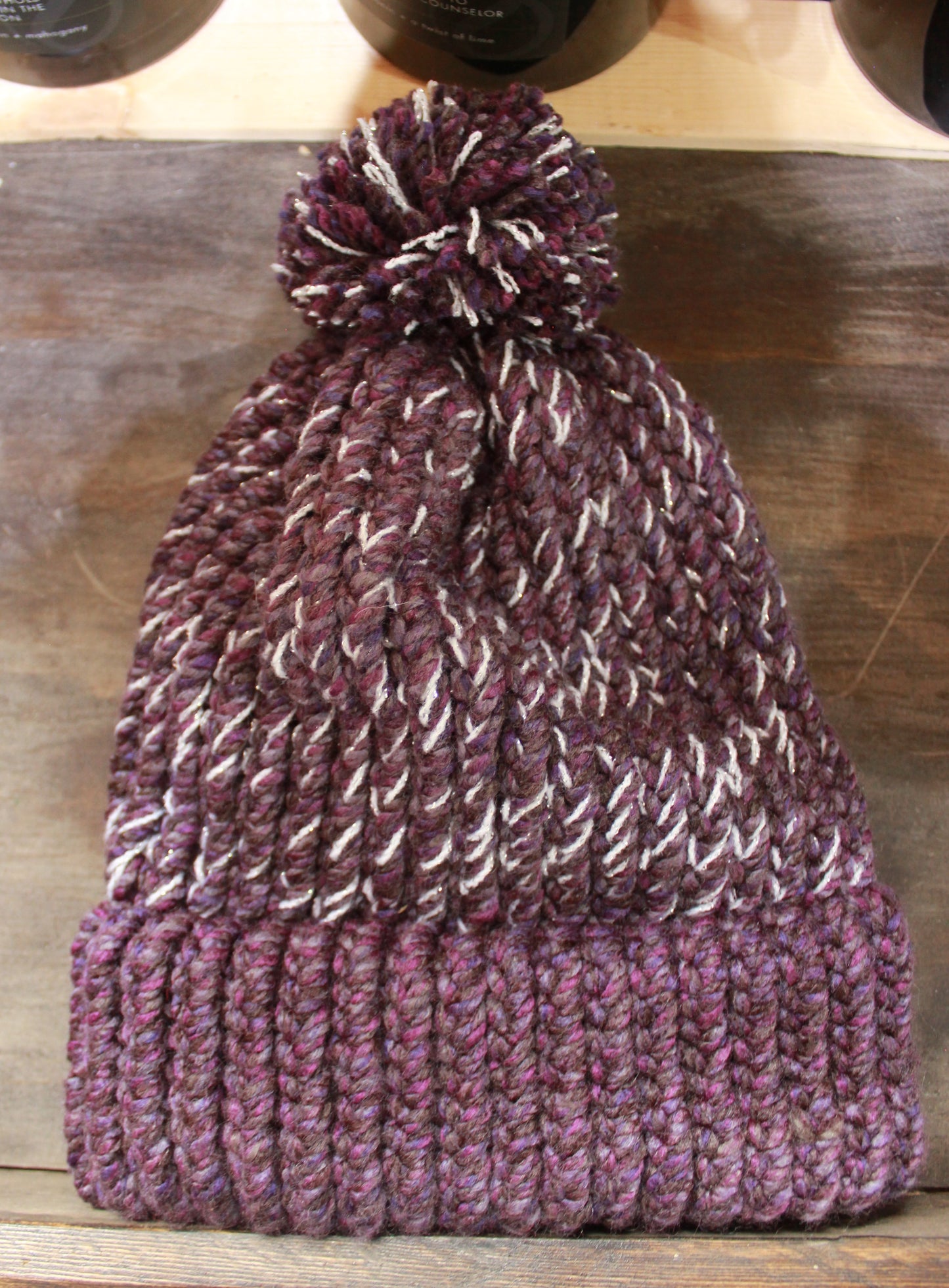 Purple with Pom Pom Adult Toque