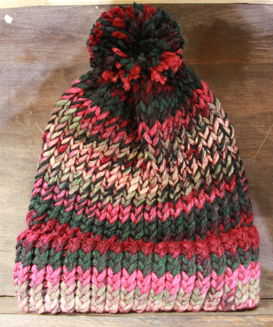 Burgandy with Pom Pom Adult Toque