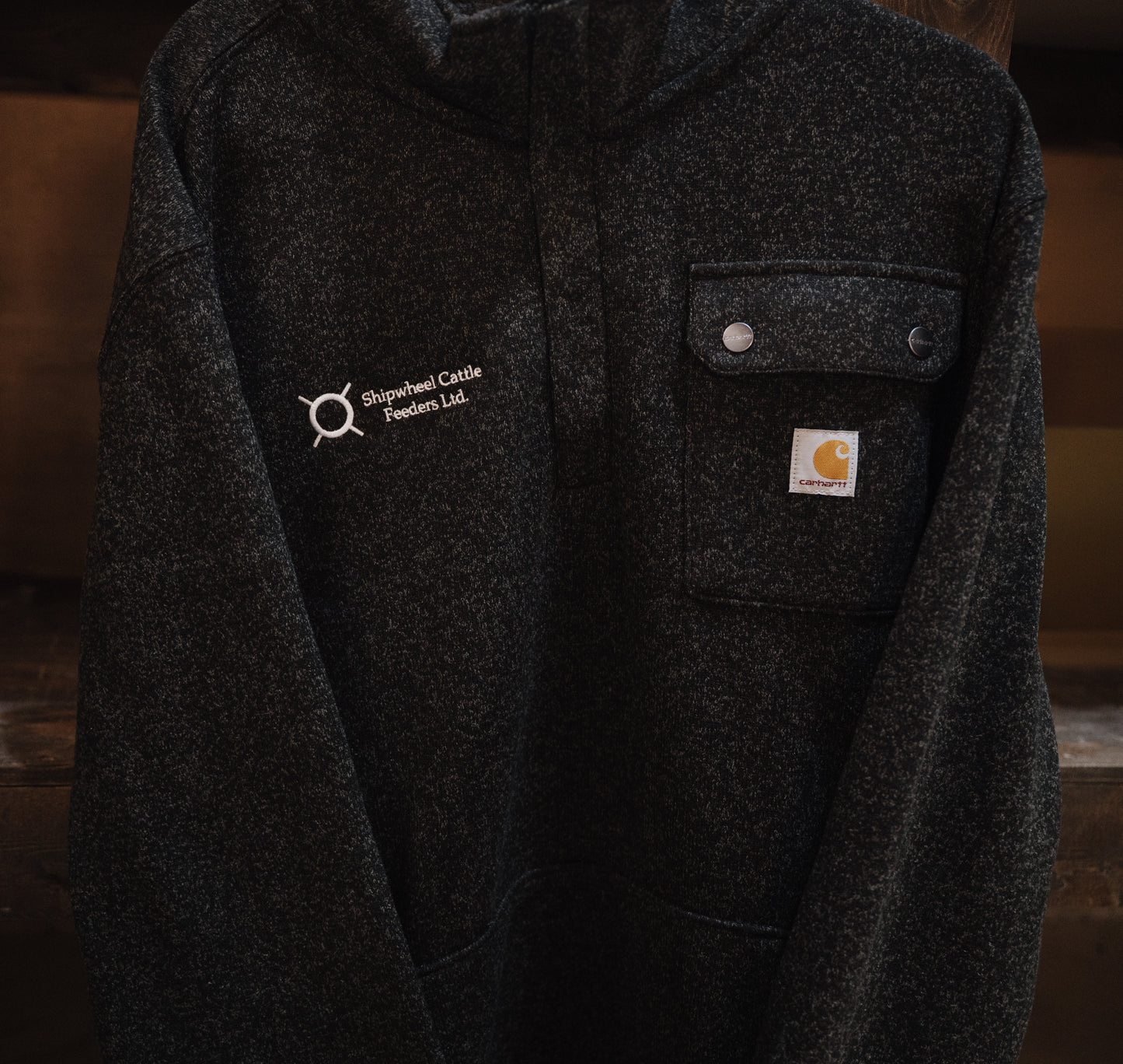 Shipwheel Carhartt 1/4 Zip ~ XL Tall Black